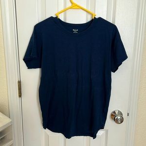 Madewell Navy Blue Women Scoop-neck t-shirt (L)